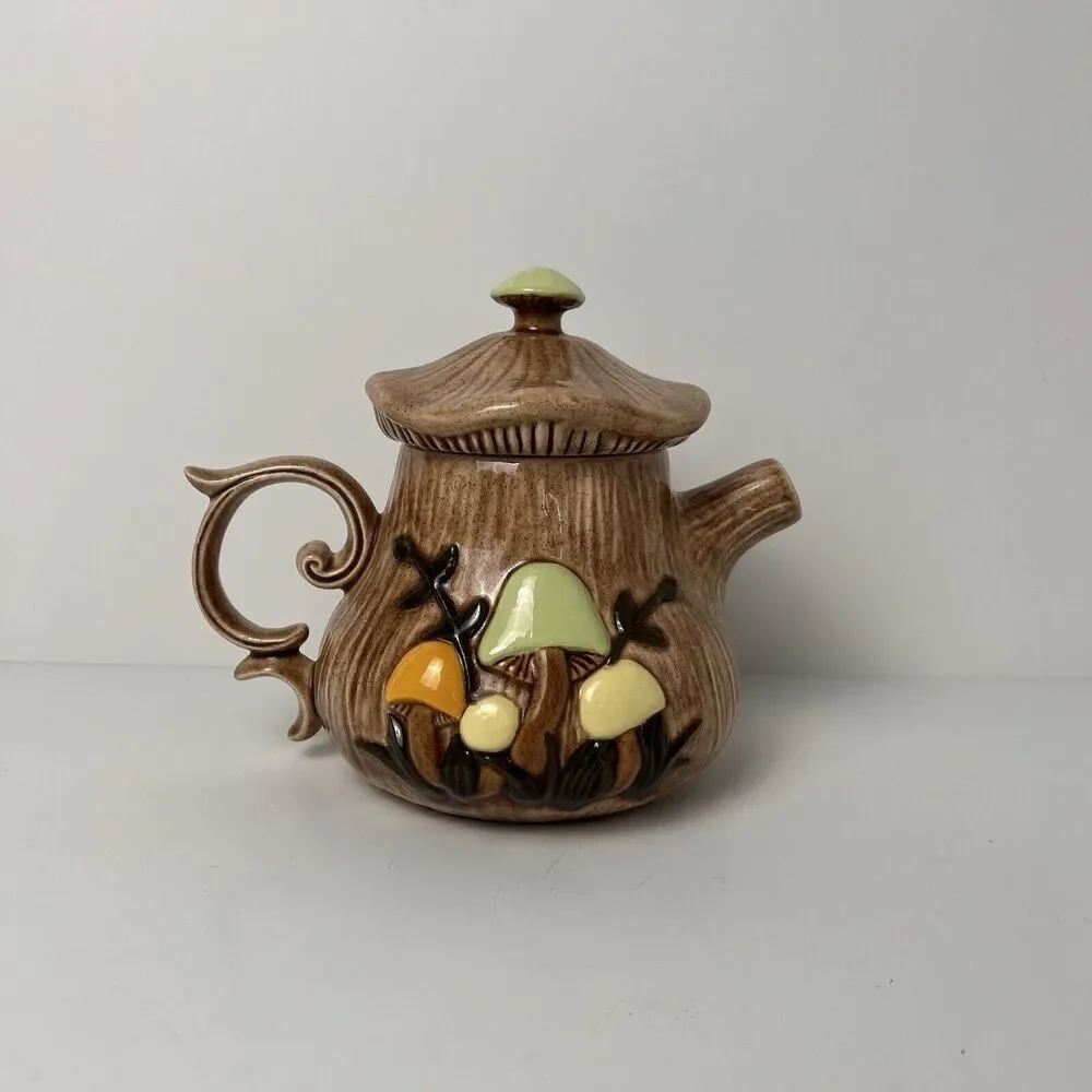 VTG Arnel's Mushroom Teapot Dark Lid Salt & Pepper Shaker Set Ceramic - Picture 8 of 16